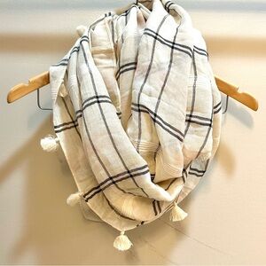 Loft Plaid Infinity Scarf with Tassles